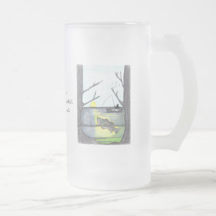 The Fisherman...Frosted Glass Mug... Frosted Glass Beer Mug