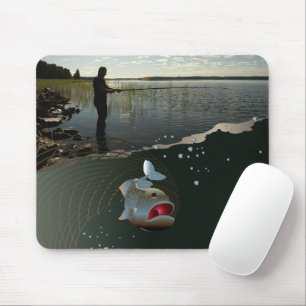 The fisherman. Happy fishing Mouse Mat