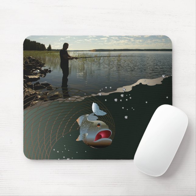 The fisherman​​​​​​​. Happy fishing Mouse Mat (With Mouse)