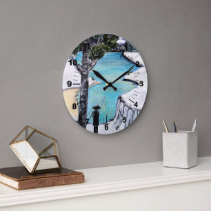 The Fisherman Painting by Alfred Fox Large Clock