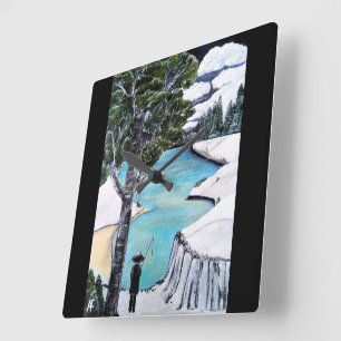 The Fisherman Painting by Alfred Fox Square Wall Clock