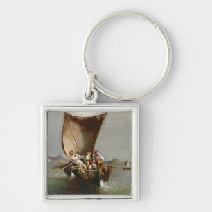 The Fisherman's Family (oil on canvas) Key Ring