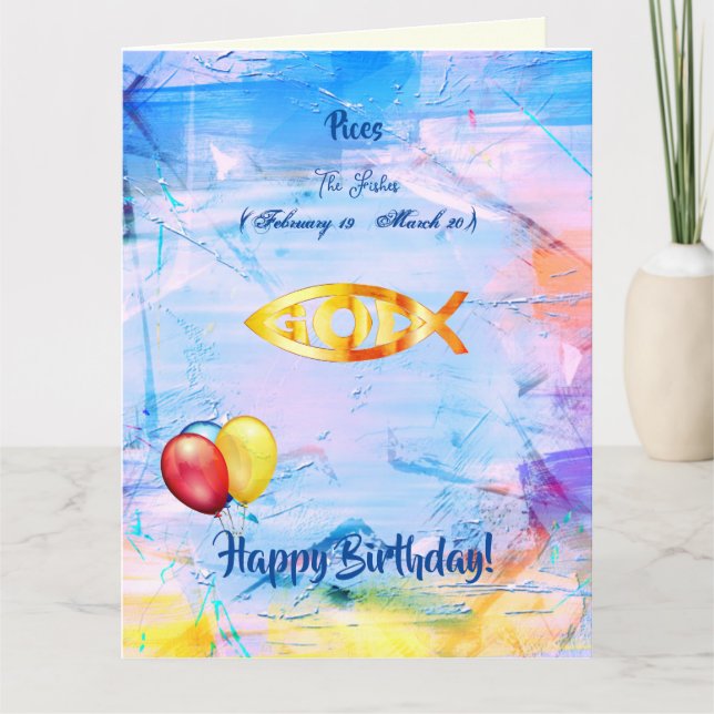 The Fishes - Pisces Birthday (Feb 19 - March 20)  Card (Front)