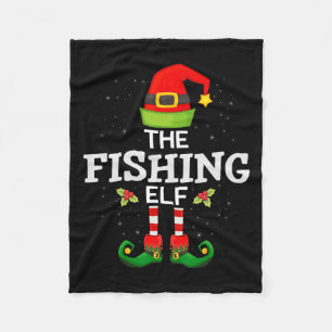 The Fishing Elf Christmas Family Matching Pajama Fleece Blanket