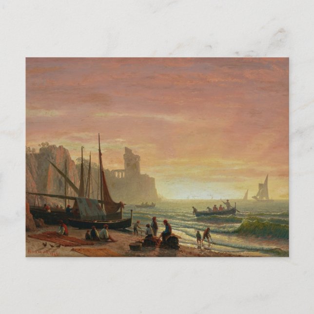 The Fishing Fleet by Albert Bierstadt Postcard (Front)