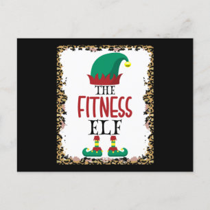 The Fitness Elf Leopard Elf Christmas Gift Postcard
