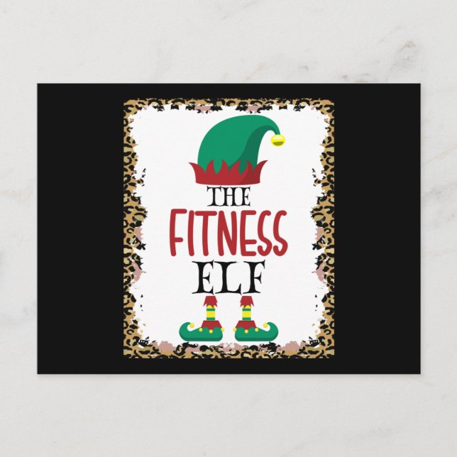 The Fitness Elf Leopard Elf Christmas Gift Postcard (Front)