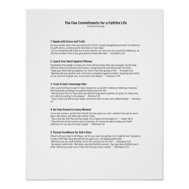 The Five Commitments for a Faithful Life  Poster (Front)