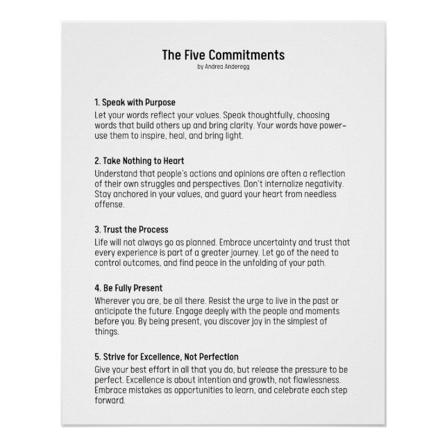 The Five Commitments Poster (Front)