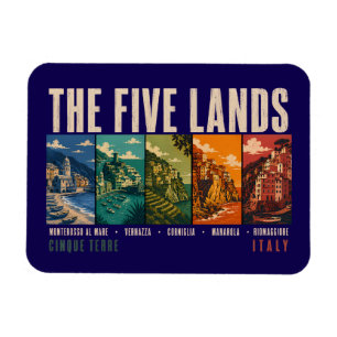 The Five Lands Cinque Terre Italy Illustration Magnet