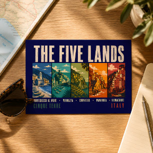 The Five Lands Cinque Terre Italy Illustration Postcard