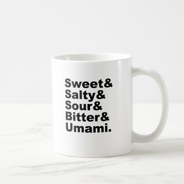 The Five Tastes | Sweet Salty Sour Bitter & Umami Coffee Mug (Right)