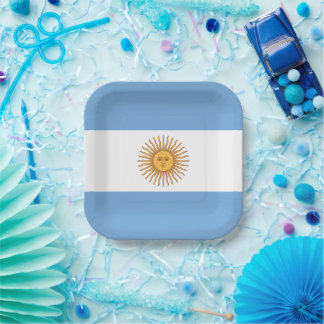 The Flag of Argentina with Sun of May Paper Plate