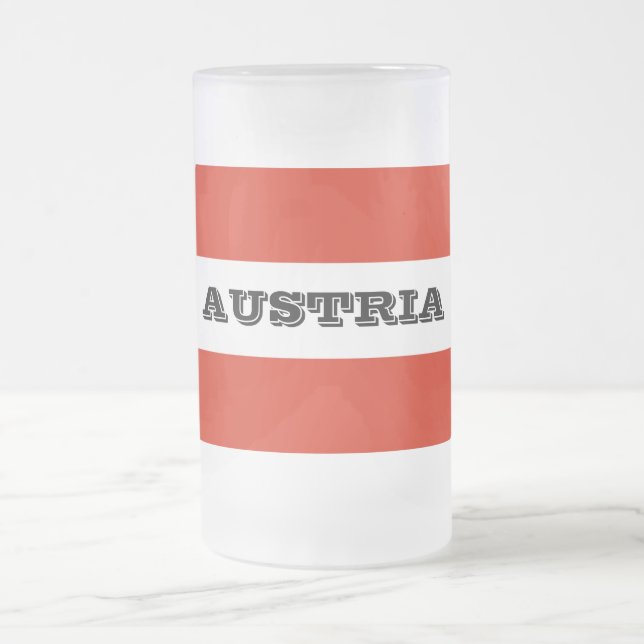 The flag of Austria Frosted Glass Beer Mug (Center)