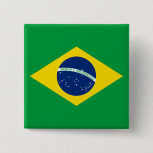 The Flag of Brazil 15 Cm Square Badge