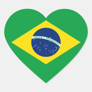 The Flag of Brazil Heart Sticker