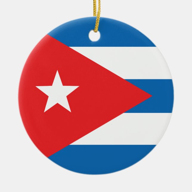 The Flag of Cuba Ceramic Tree Decoration (Front)