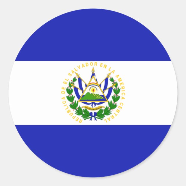 The Flag of El Salvador. Classic Round Sticker (Front)