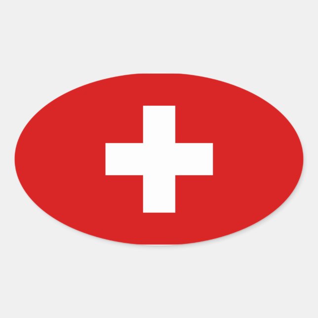 The Flag of Switzerland Oval Sticker (Front)