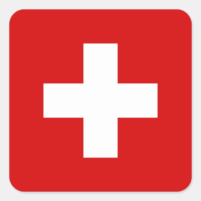 The Flag of Switzerland Square Sticker (Front)