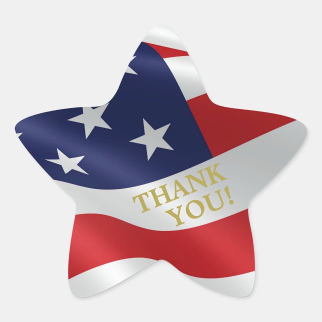 The Flag of the United States of America Thank You Star Sticker (Front)