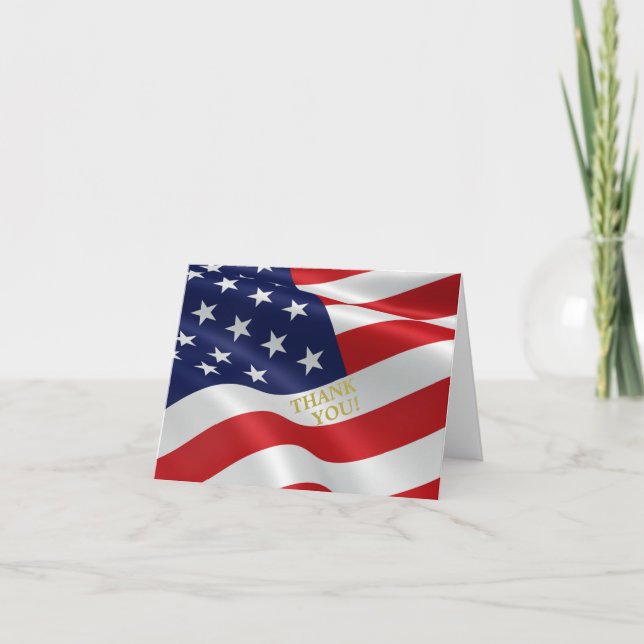 The Flag of the USA ... simple THANK YOU! Thank You Card (Front)
