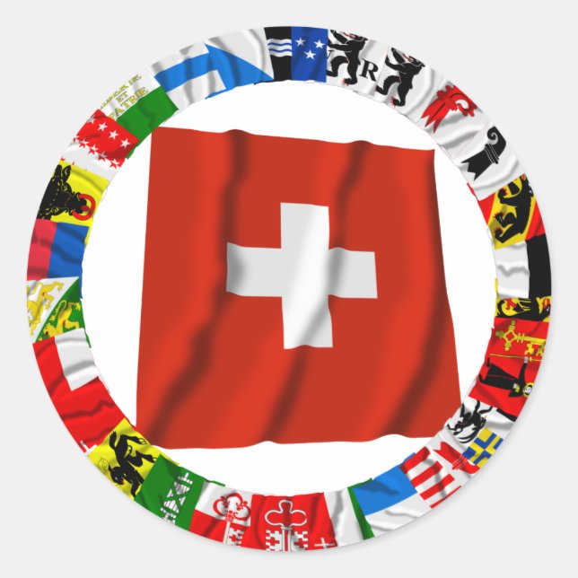 The Flags of the Cantons of Switzerland Classic Round Sticker (Front)