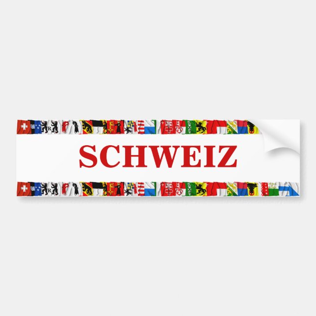 The Flags of the Cantons of Switzerland, German Bumper Sticker (Front)