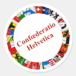The Flags of the Cantons of Switzerland, Latin Classic Round Sticker
