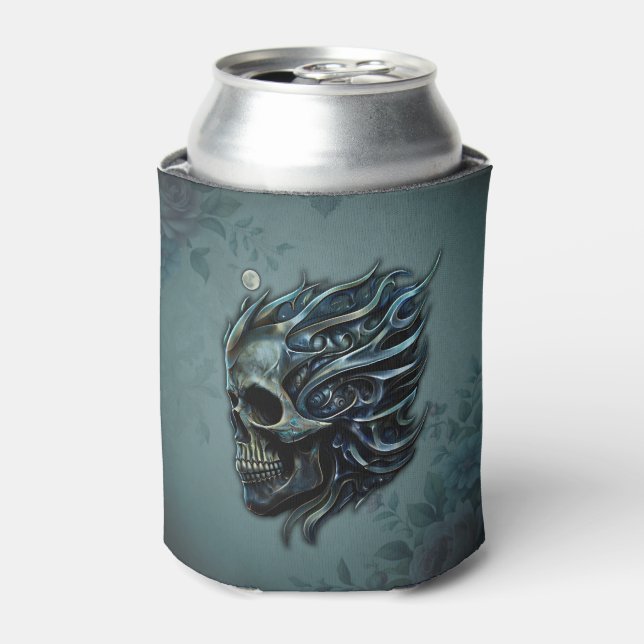The Flame of Life: A Skull Design.  Can Cooler (Can Front)
