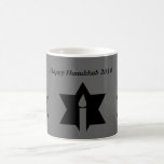 The Flame & Star - Magic Mug<br><div class="desc">This image is a flame from a candle. A star around the flame represents Hanukkah. Done in a black tattoo. "Happy Hanukkah 2014" was added along with a light black backround. Customise with your own words. These mugs are available in assorted styles,  colours and sizes.</div>