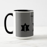 The Flame & Star - Mug<br><div class="desc">This image is a flame from a candle. A star around the flame represents Hanukkah. Done in a black tattoo. "Happy Hanukkah 2014" was added along with a light black backround. Customise with your own words. These mugs are available in assorted styles,  colours and sizes.</div>