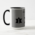 The Flame & Star - Mug<br><div class="desc">This image is a flame from a candle. A star around the flame represents Hanukkah. Done in a black tattoo. "Happy Hanukkah 2014" was added along with a light black backround. Customise with your own words. These mugs are available in assorted styles, colours and sizes.</div>