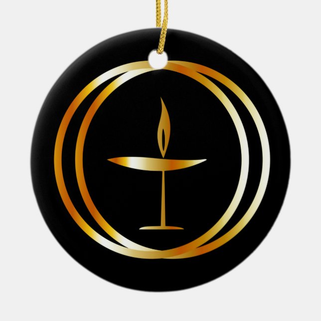 The Flaming Chalice Ceramic Tree Decoration (Front)