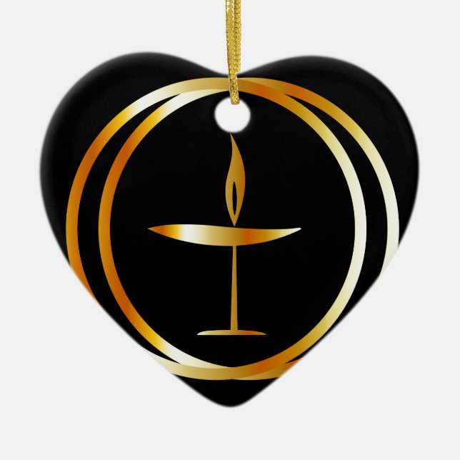 The Flaming Chalice Ceramic Tree Decoration (Front)