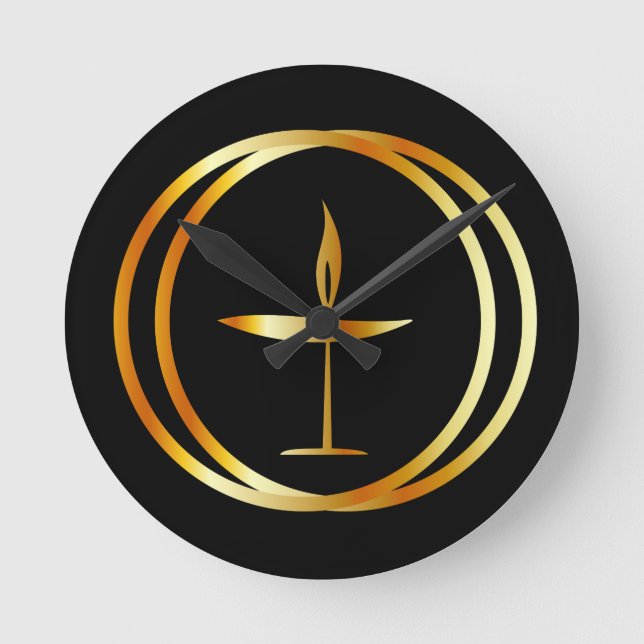 The Flaming Chalice Round Clock (Front)