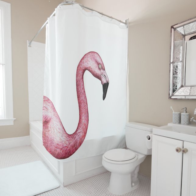 The Flamingo Shower Curtain (In Situ)