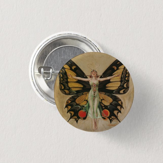 The Flapper - Butterfly Girl  3 Cm Round Badge (Front & Back)