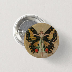 The Flapper - Butterfly Girl  3 Cm Round Badge