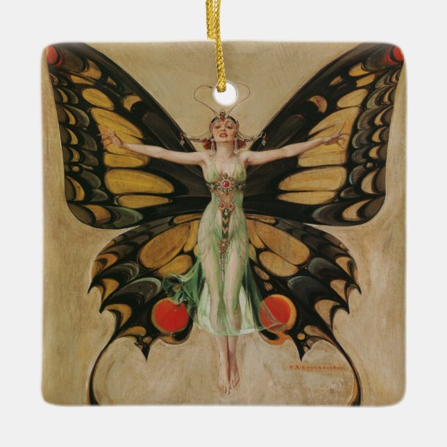 The Flapper - Butterfly Girl  Ceramic Ornament (Front)