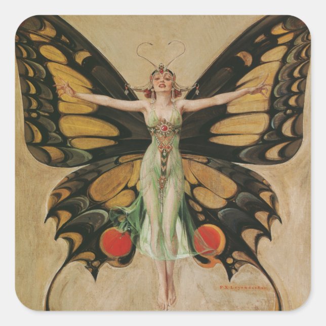 The Flapper - Butterfly Girl   Square Sticker (Front)