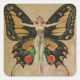 The Flapper - Butterfly Girl   Square Sticker