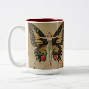 The Flapper - Butterfly Girl  Two-Tone Coffee Mug