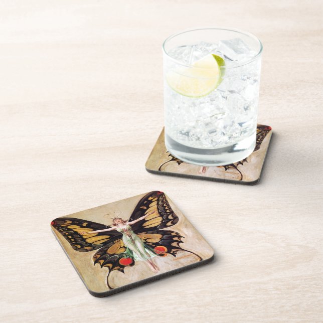 The Flapper Girl's Metamorphosis to Butterfly 1922 Coaster (Right Side)