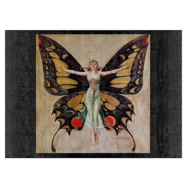 The Flapper Girl's Metamorphosis to Butterfly 1922 Cutting Board (Front)