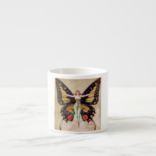 The Flapper Girl's Metamorphosis to Butterfly 1922 Espresso Cup