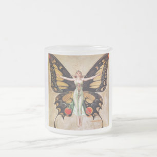 The Flapper Girl's Metamorphosis to Butterfly 1922 Frosted Glass Coffee Mug