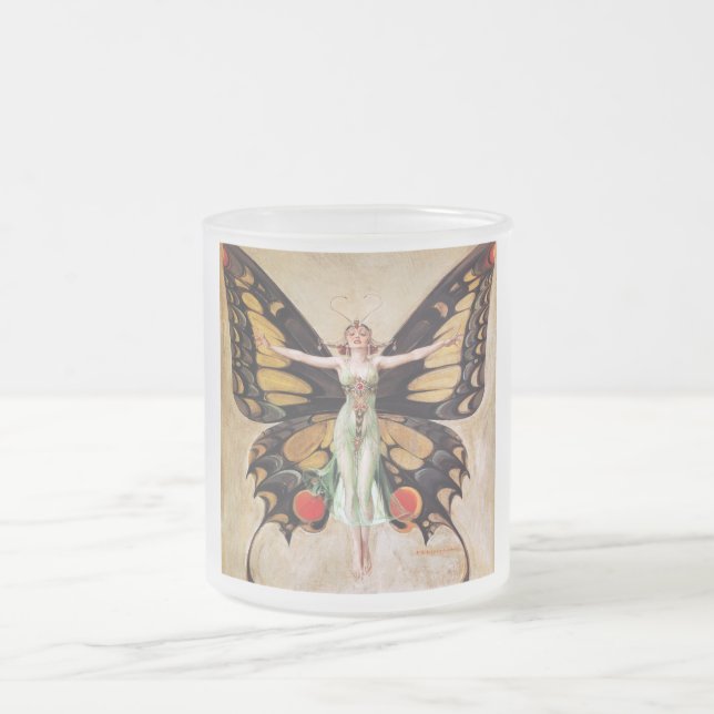 The Flapper Girl's Metamorphosis to Butterfly 1922 Frosted Glass Coffee Mug (Center)