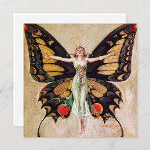 The Flapper Girl's Metamorphosis to Butterfly 1922 Holiday Card