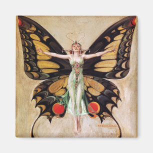 The Flapper Girl's Metamorphosis to Butterfly 1922 Magnet